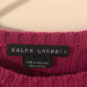 Ralph Lauren fuschia pink cableknit sweater